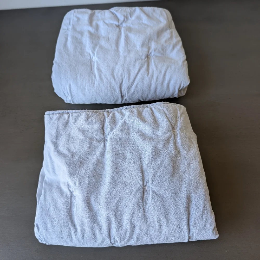 West Elm Light Blue Matelassé Quilted Pillow Covers 20x36 Puckered Cloud King